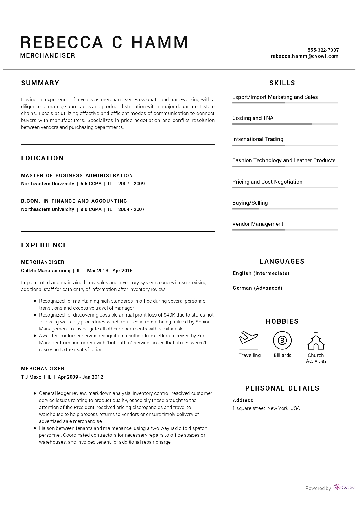 Hr Executive Resume Sample Cv Owl